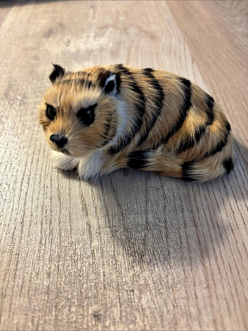 Vintage Handcrafted Real Rabbit Fur Tiger Figurine - Made in China MCM
